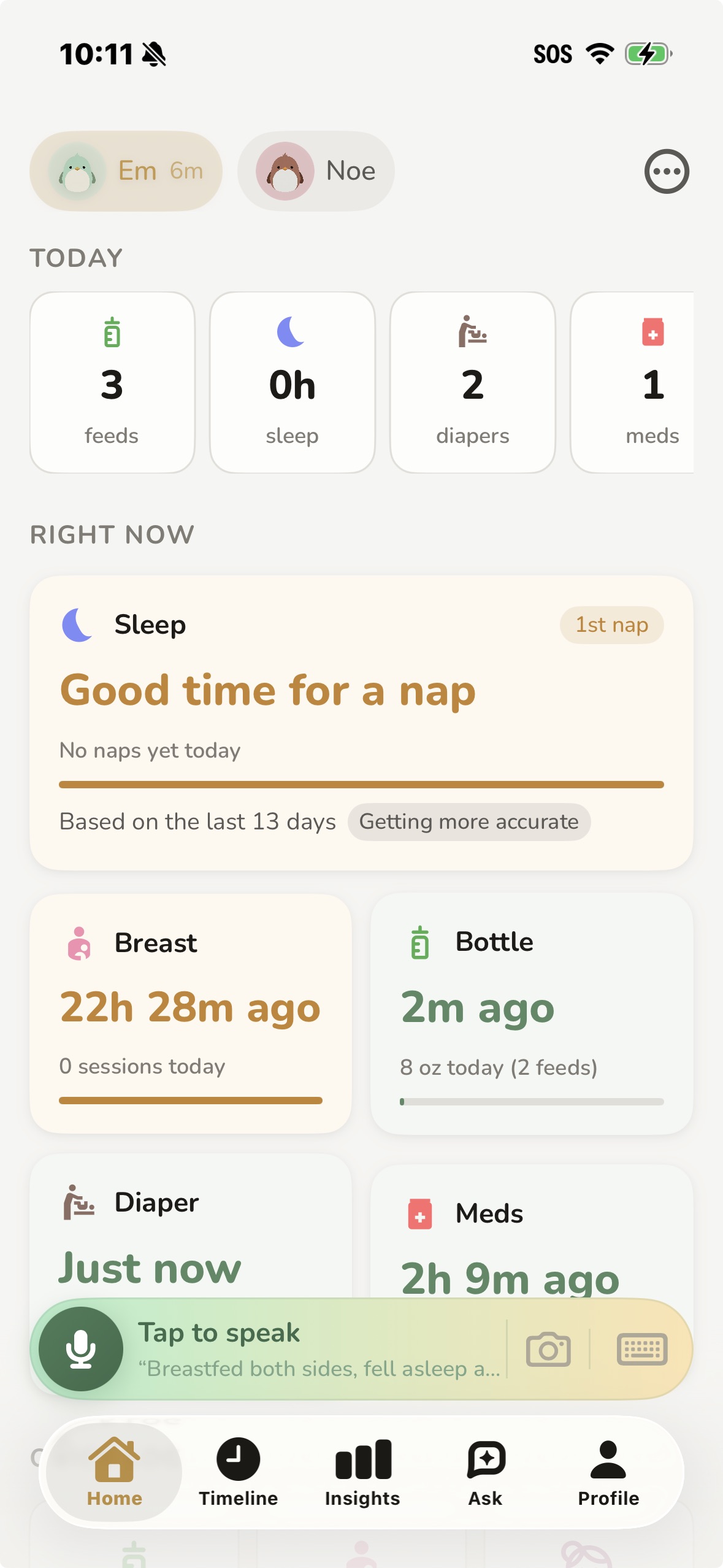 Robin Baby nap time forecast visualization